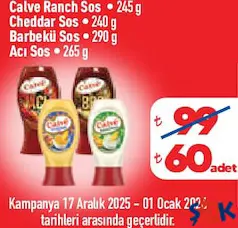 CALVE SOS ÇEŞİTLERİ fiyat ve kampanya bilgisi
